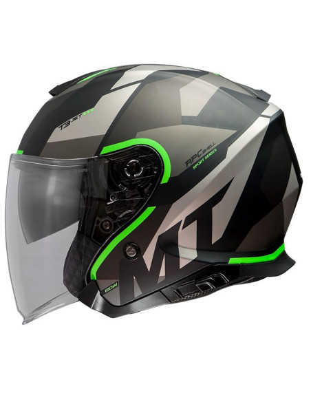 Casca open face MT Thunder III SV Jet Bow A6 verde fluor mat (ochelari soare integrati) – tip MT-V-19