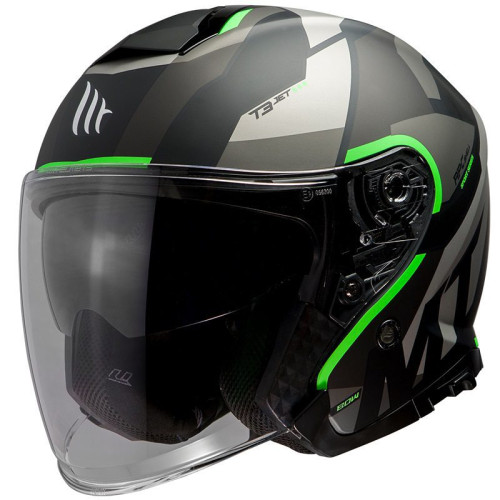Casca open face MT Thunder III SV Jet Bow A6 verde fluor mat (ochelari soare integrati) – tip MT-V-19 2
