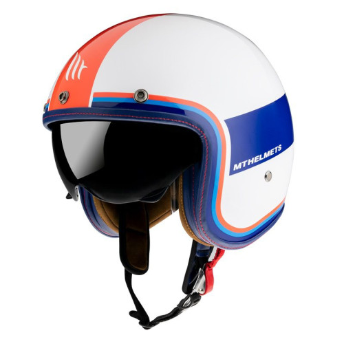 Casca open face MT Le Mans 2 SV Tant D15 alb/rosu/albastru lucios (ochelari soare integrati) 2