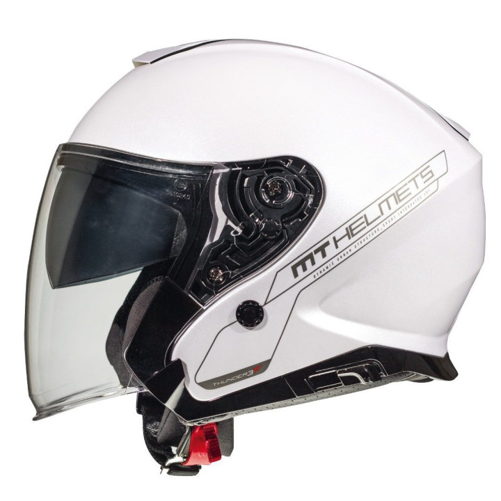 Casca open face MT Thunder III SV Jet A0 alb lucios (ochelari soare integrati) – tip MT-V-19