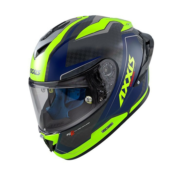 Casca integrala Axxis model Cobra Rage A3 galben fluor lucios carbon - 100% carbon