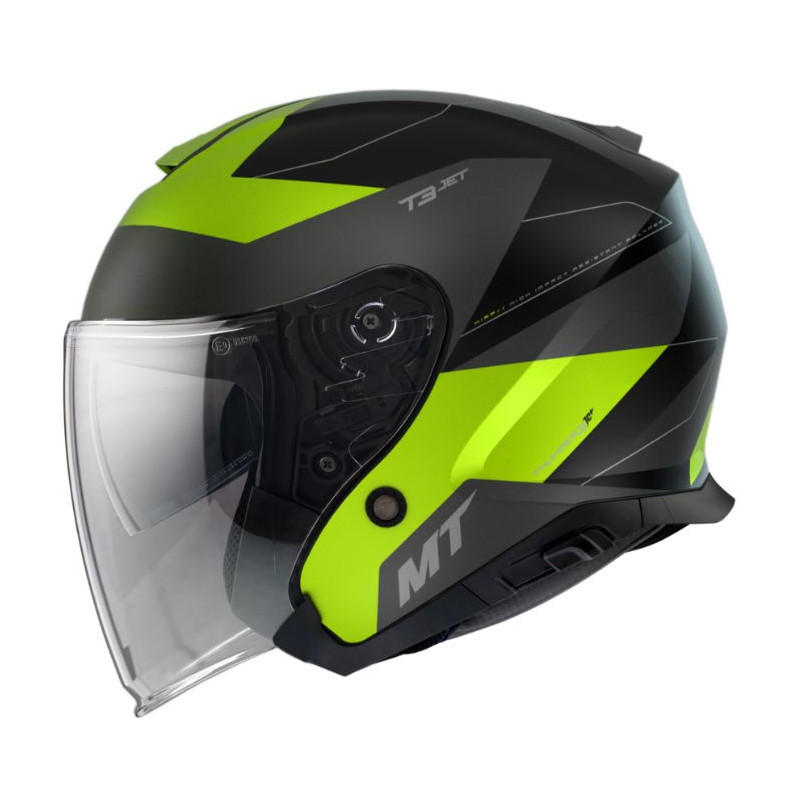 Casca open face MT Thunder III SV Jet Cooper A3 galben fluor mat (ochelari soare integrati) – tip MT-V-19