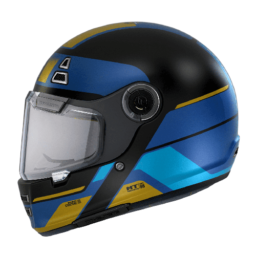 Casca integrala MT Jarama 68th C7 albastru mat - model Retro - Cafe Racer
