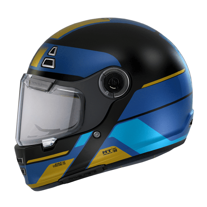 Casca integrala MT Jarama 68th C7 albastru mat - model Retro - Cafe Racer