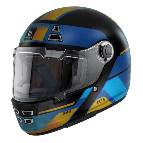 Casca integrala MT Jarama 68th C7 albastru mat - model Retro - Cafe Racer 2