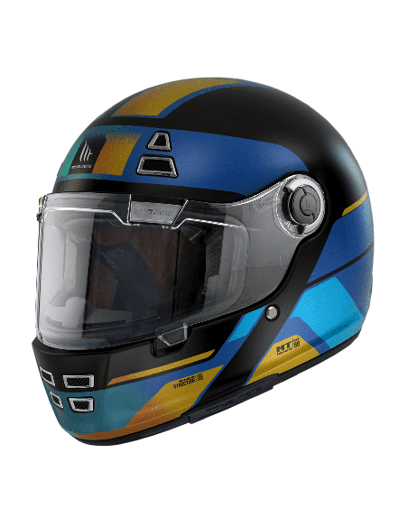 Casca integrala MT Jarama 68th C7 albastru mat - model Retro - Cafe Racer