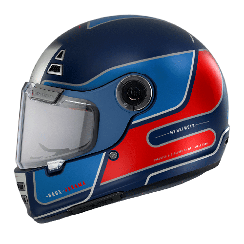 Casca integrala MT Jarama Baux D7 albastru mat - model Retro - Cafe Racer