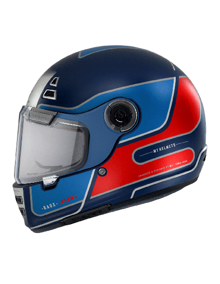 Casca integrala MT Jarama Baux D7 albastru mat - model Retro - Cafe Racer