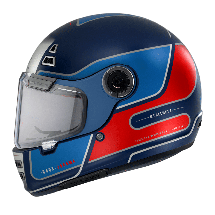 Casca integrala MT Jarama Baux D7 albastru mat - model Retro - Cafe Racer