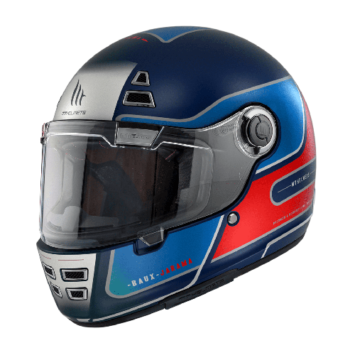 Casca integrala MT Jarama Baux D7 albastru mat - model Retro - Cafe Racer 2