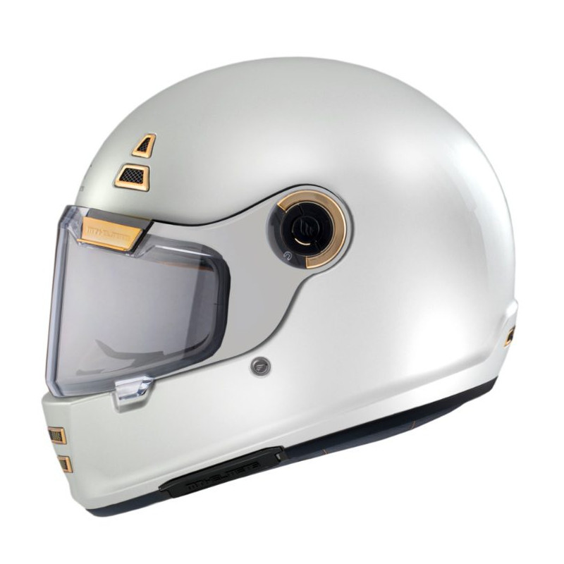 Casca integrala MT Jarama A0 alb lucios - model Retro - Cafe Racer