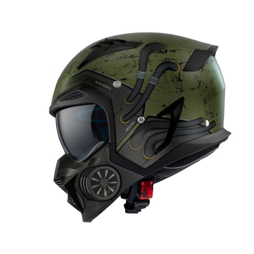 Casca Axxis model Hunter SV Toxic C6 verde mat mat (ochelari soare integrati) - masca (protectie) barbie si cozoroc detasabile