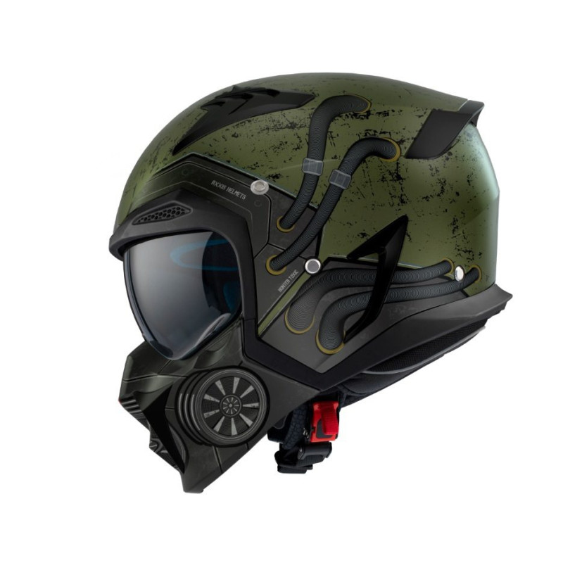 Casca Axxis model Hunter SV Toxic C6 verde mat mat (ochelari soare integrati) - masca (protectie) barbie si cozoroc detasabile