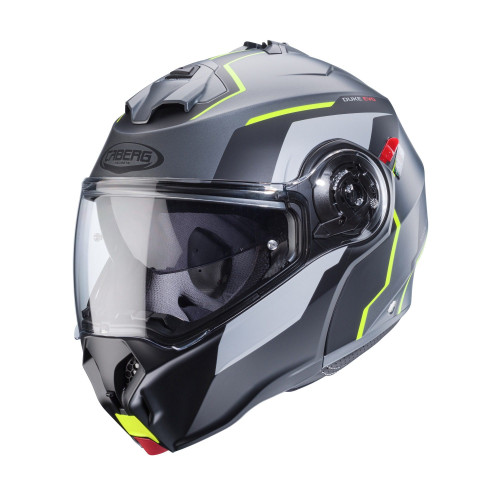 Casca modulabila (flip-up) Caberg model Duke Evo Move L1 SV gun metal (titanium)/negru/galben fluor mat Pinlock ready - lentila 