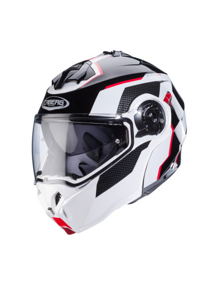 Casca modulabila (flip-up) Caberg model Duke Evo Move M3 SV negru/alb/rosu lucios Pinlock ready – lentila Pinlock inclusa