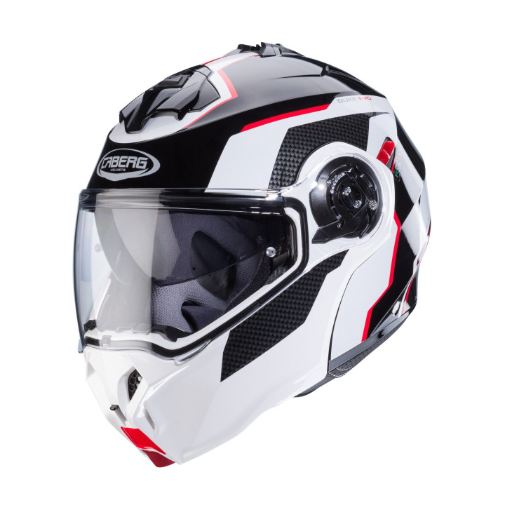 Casca modulabila (flip-up) Caberg model Duke Evo Move M3 SV negru/alb/rosu lucios Pinlock ready – lentila Pinlock inclusa