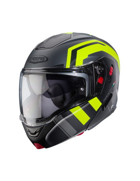 Casca modulabila (flip-up) Caberg model Horus X Road L1 gun metal (titanium)/negru/galben fluor mat Pinlock ready - lentila Pinl