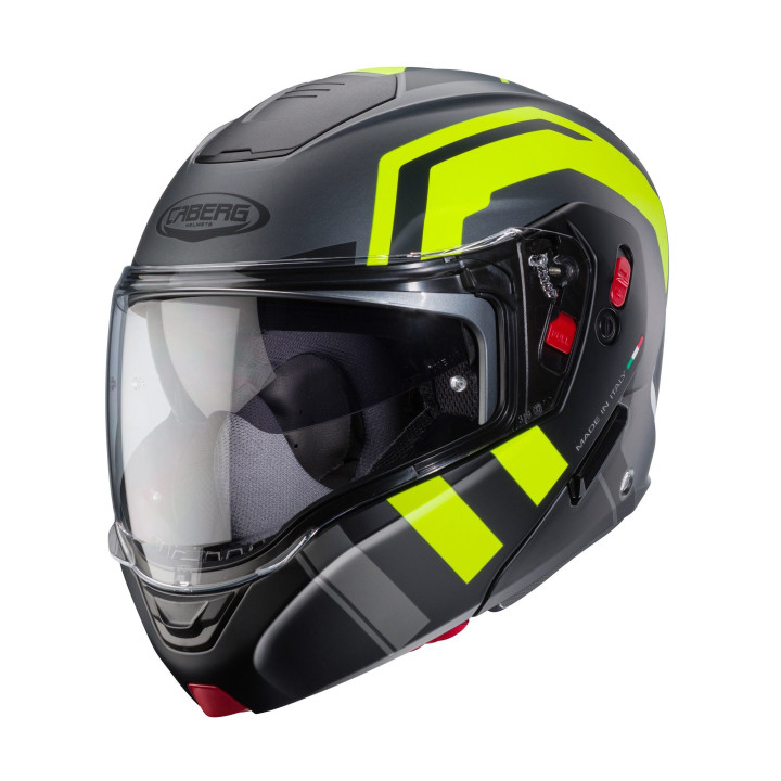 Casca modulabila (flip-up) Caberg model Horus X Road L1 gun metal (titanium)/negru/galben fluor mat Pinlock ready - lentila Pinl
