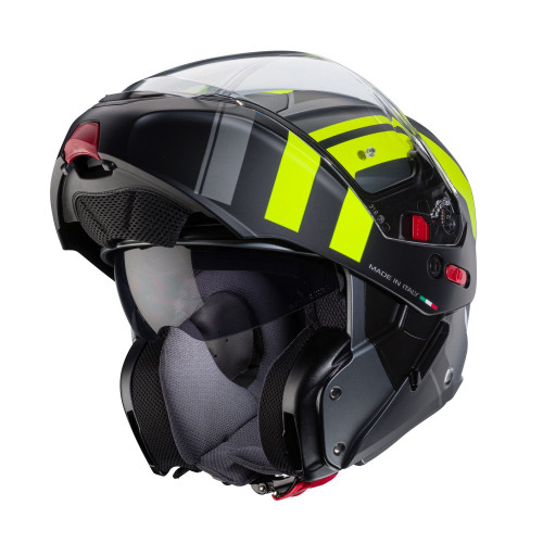 Casca modulabila (flip-up) Caberg model Horus X Road L1 gun metal (titanium)/negru/galben fluor mat Pinlock ready - lentila Pinl 2