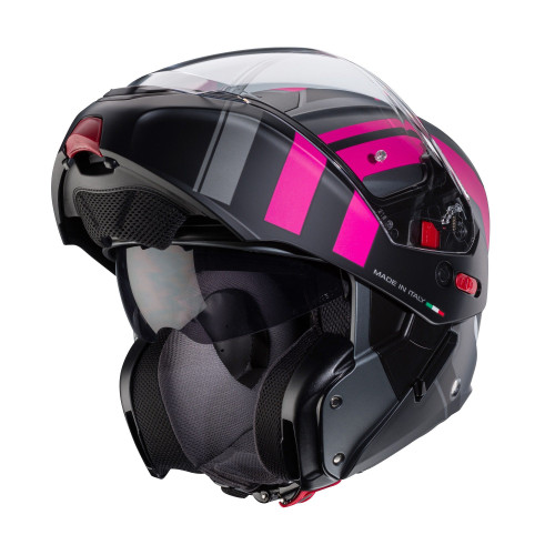 Casca modulabila (flip-up) Caberg model Horus X Road M1 gun metal (titanium)/negru/fuchsia (roz) mat Pinlock ready - lentila Pin 2