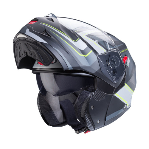 Casca modulabila (flip-up) Caberg model Duke X SV Tour I5 negru/galben fluor/antracit mat Pinlock ready - lentila Pinlock inclus 2