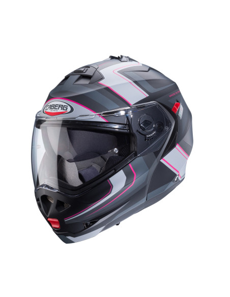 Casca modulabila (flip-up) Caberg model Duke X SV Tour G5 negru/fuchsia (roz)/antracit mat Pinlock ready - lentila Pinlock inclu