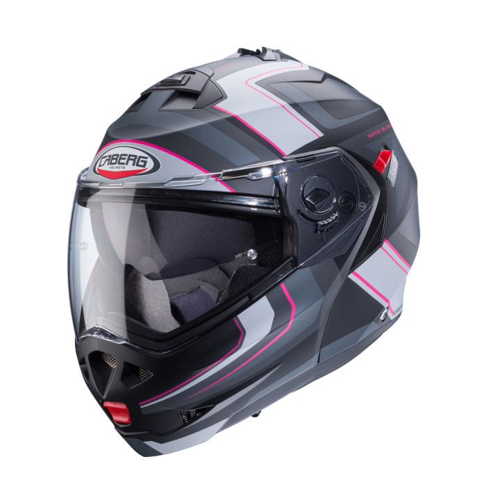Casca modulabila (flip-up) Caberg model Duke X SV Tour G5 negru/fuchsia (roz)/antracit mat Pinlock ready - lentila Pinlock inclu