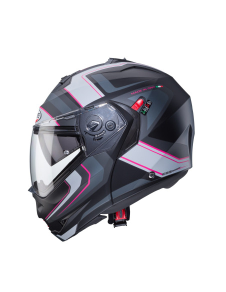 Casca modulabila (flip-up) Caberg model Duke X SV Tour G5 negru/fuchsia (roz)/antracit mat Pinlock ready - lentila Pinlock inclu