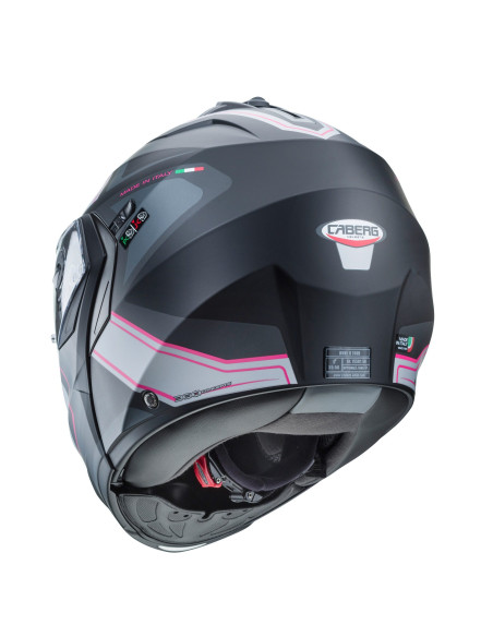 Casca modulabila (flip-up) Caberg model Duke X SV Tour G5 negru/fuchsia (roz)/antracit mat Pinlock ready - lentila Pinlock inclu