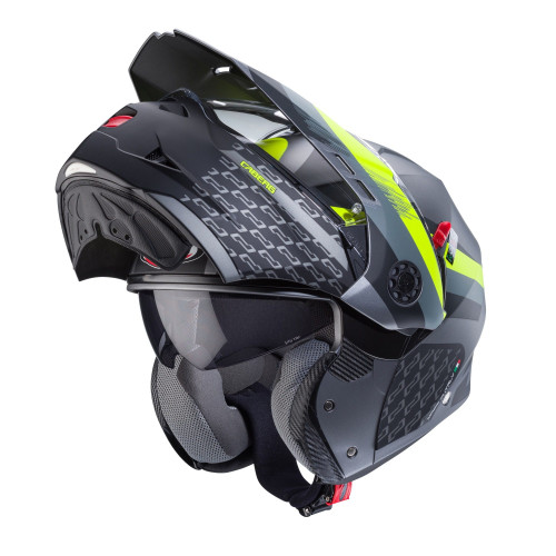 Casca modulabila (flip-up)/adventure Caberg model Tourmax X SV Sarabe L1 gun metal (titanium)/negru/galben fluor mat Pinlock rea 2