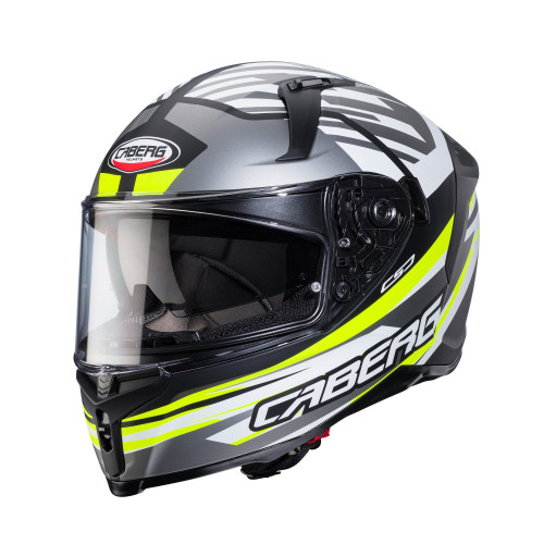 Casca integrala Caberg model Avalon X SV Kira L6 negru/gri/galben fluor mat Pinlock ready