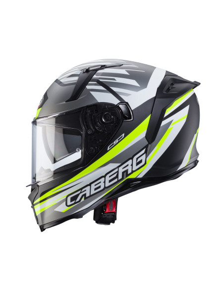 Casca integrala Caberg model Avalon X SV Kira L6 negru/gri/galben fluor mat Pinlock ready