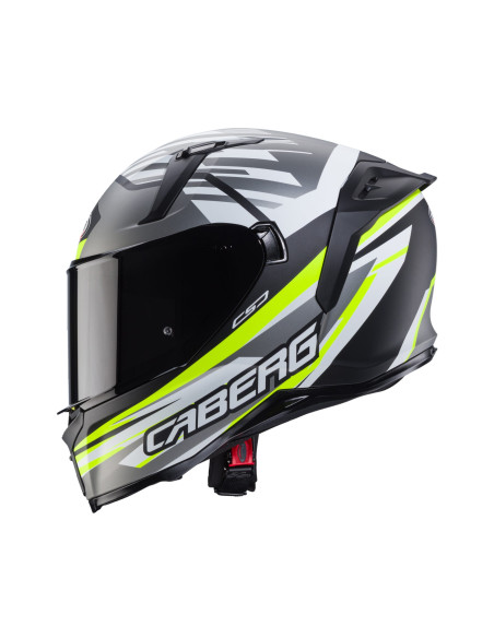Casca integrala Caberg model Avalon X SV Kira L6 negru/gri/galben fluor mat Pinlock ready