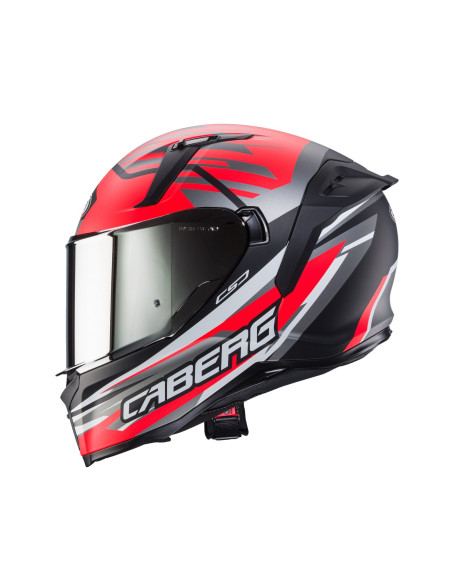 Casca integrala Caberg model Avalon X SV Kira L7 negru/gri/rosu fluor mat Pinlock ready