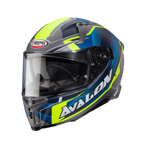 Casca integrala Caberg model Avalon X SV Optic L8 gri/albastru/galben fluor mat Pinlock ready