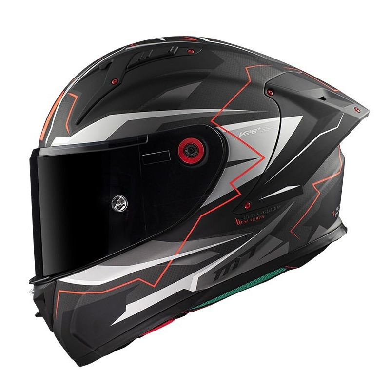 Casca integrala MT KRE+ Carbon Kraker C5 rosu mat - 100% carbon - FIM approved - lentila antiaburire Pinlock + viziera neagra ca