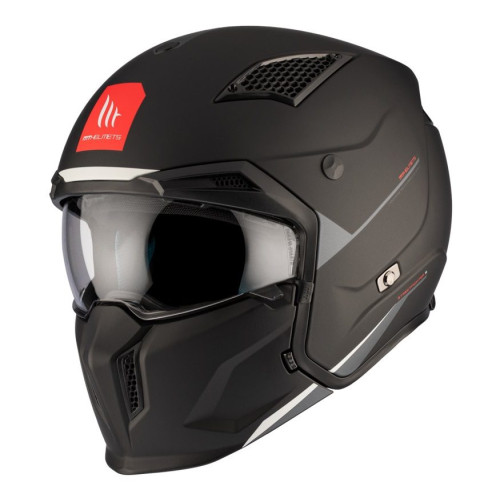 Casca MT Streetfighter SV S A1 negru mat (ochelari soare integrati) - masca (protectie) barbie si cozoroc detasabile - omologare