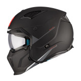 Casca MT Streetfighter SV S A1 negru mat (ochelari soare integrati) - masca (protectie) barbie si cozoroc detasabile - omologare