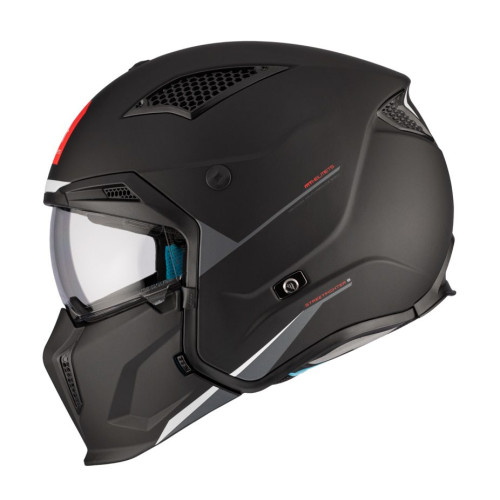 Casca MT Streetfighter SV S A1 negru mat (ochelari soare integrati) - masca (protectie) barbie si cozoroc detasabile - omologare 2