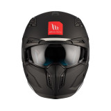 Casca MT Streetfighter SV S A1 negru mat (ochelari soare integrati) - masca (protectie) barbie si cozoroc detasabile - omologare
