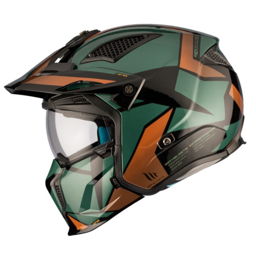 Casca MT Streetfighter SV S P1R A9 verde lucios (ochelari soare integrati) - masca (protectie) barbie si cozoroc detasabile - om