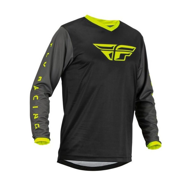 Tricou (bluza) cross-enduro Fly Racing model F-16 culoare: negru/galben fluor