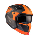 Casca MT Streetfighter SV S Totem B4 portocaliu mat (ochelari soare integrati) - masca (protectie) barbie si cozoroc detasabile 