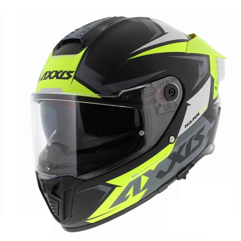 Casca integrala Axxis Hawk SV Judge B3 galben fluor mat negru mat (ochelari soare integrati) - tip viziera: MT-V-31