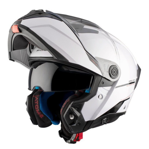 Casca modulabila MT Atom 2 SV A0 alb lucios (ochelari soare integrati) Pinlock Ready - tip viziera: MT-V-35