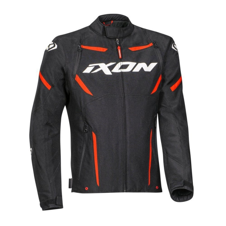 Geaca (jacheta) motociclete barbati Racing/Roadster Ixon mid-season model Striker MS culoare: negru/alb/rosu