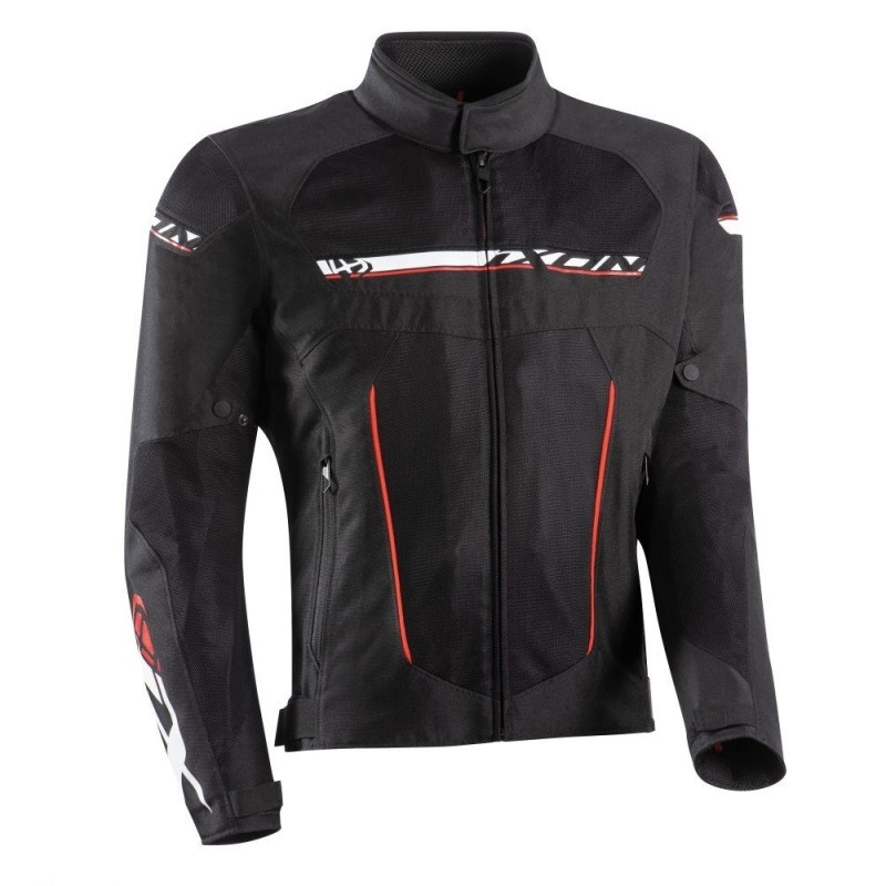 Geaca (jacheta) motociclete barbati Racing/Roadster Ixon All season model T-Rex MS culoare: negru/alb/rosu