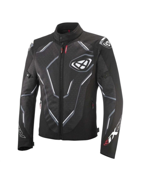 Geaca (jacheta) motociclete barbati Racing/Roadster Ixon vara model Demoniak MS culoare: negru/alb