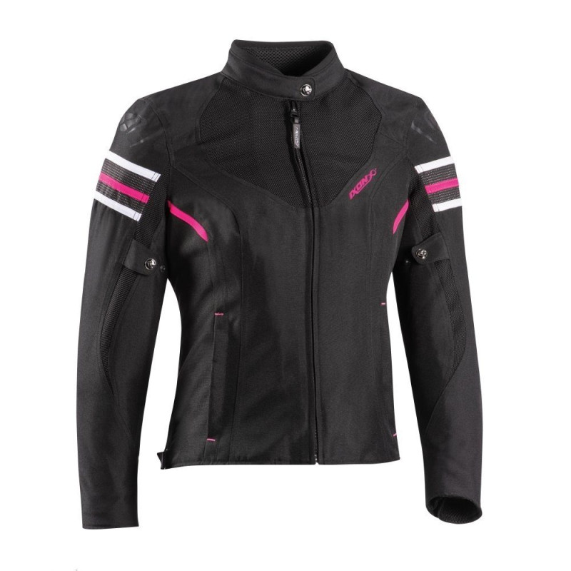 Geaca (jacheta) motociclete femei Racing/Roadster Ixon All season model Ilana Evo LS culoare: negru/fuchsia (roz)