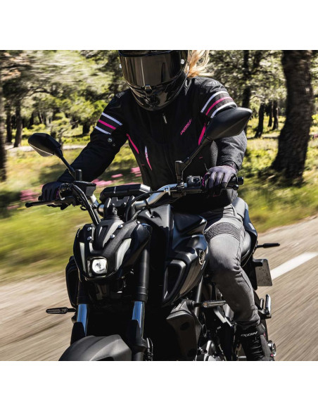Geaca (jacheta) motociclete femei Racing/Roadster Ixon All season model Ilana Evo LS culoare: negru/fuchsia (roz)